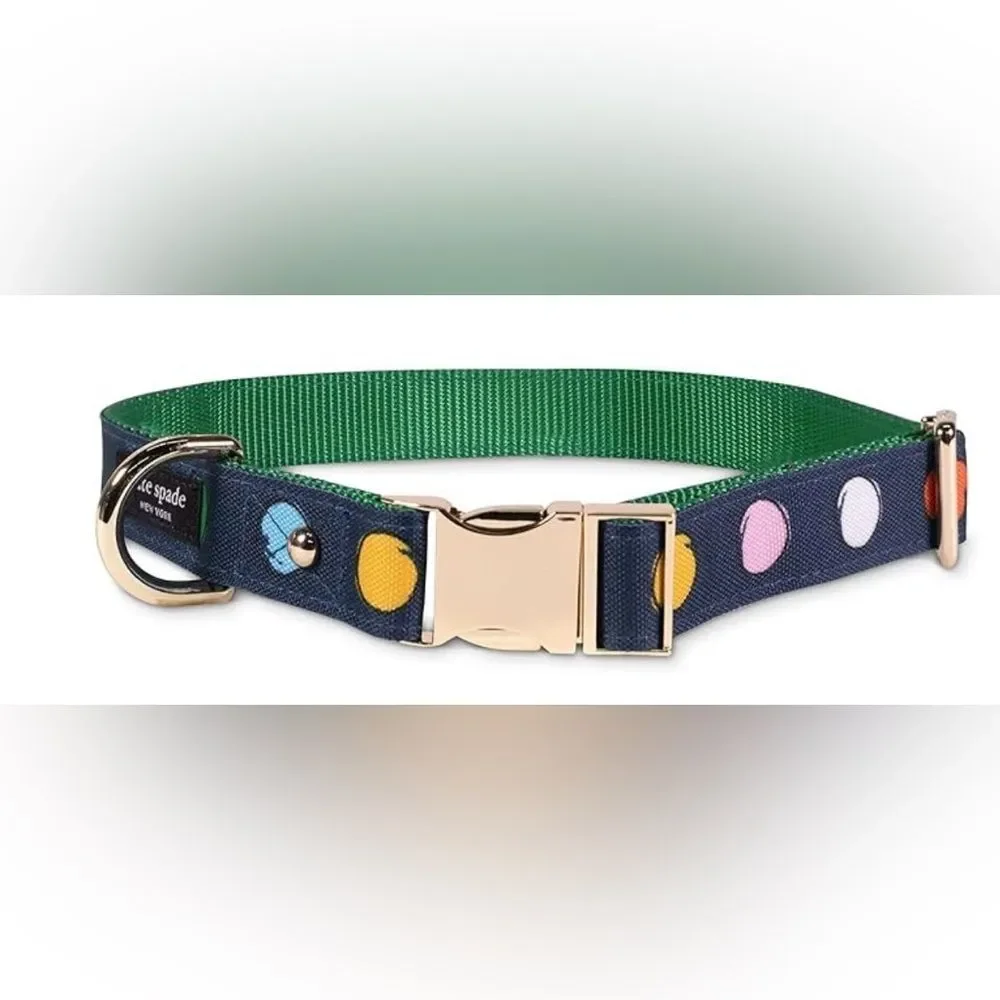kate spade new york Cute Dog Collar with Gold Metal Details & Plastic Buckle S/M